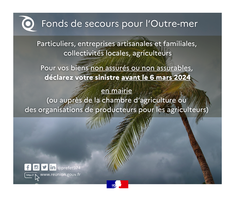 Cyclone Belal : activation du fonds de secours