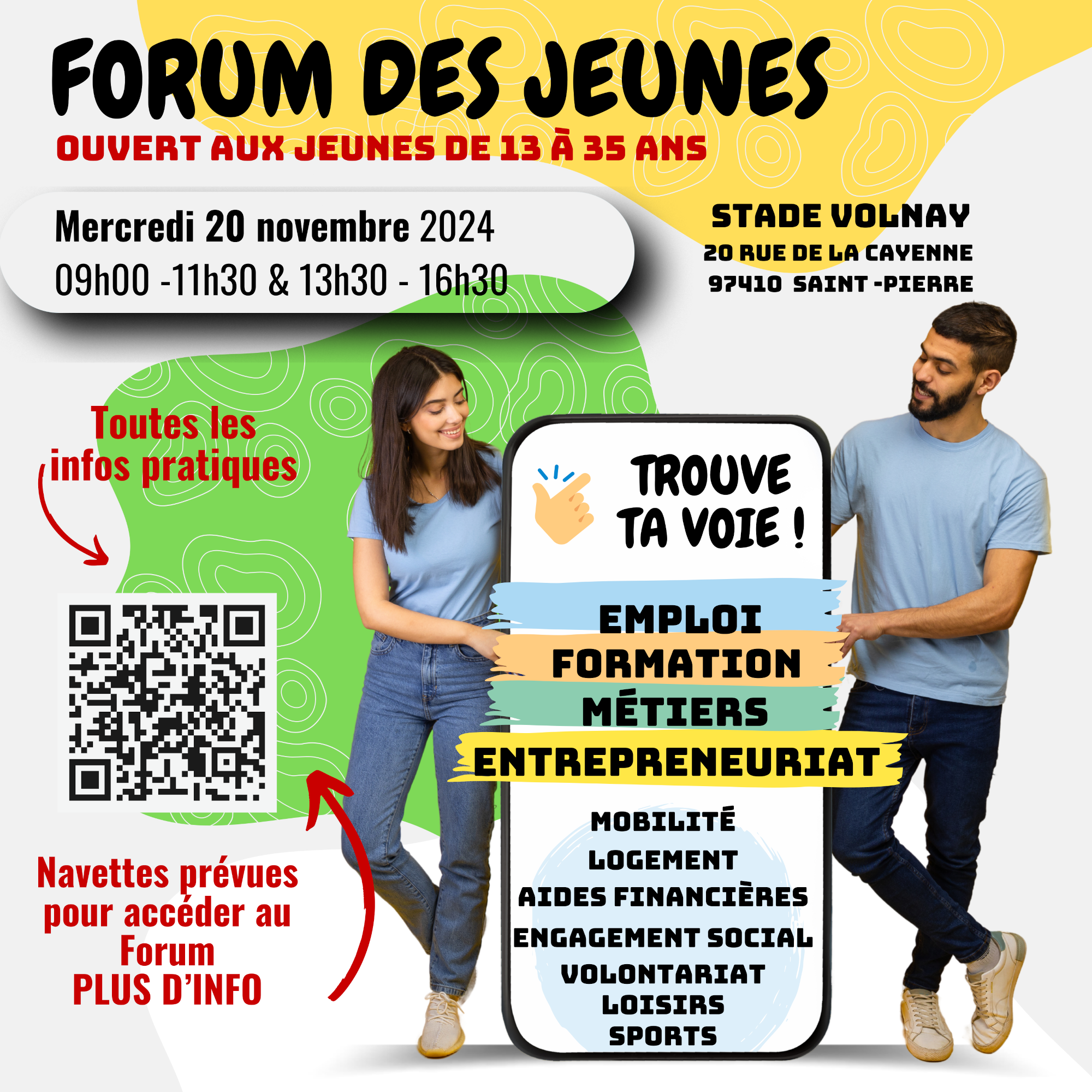 Le Forum des Jeunes de Saint-Pierre c'est le 20 novembre 2024 au stade Michel Volnay!