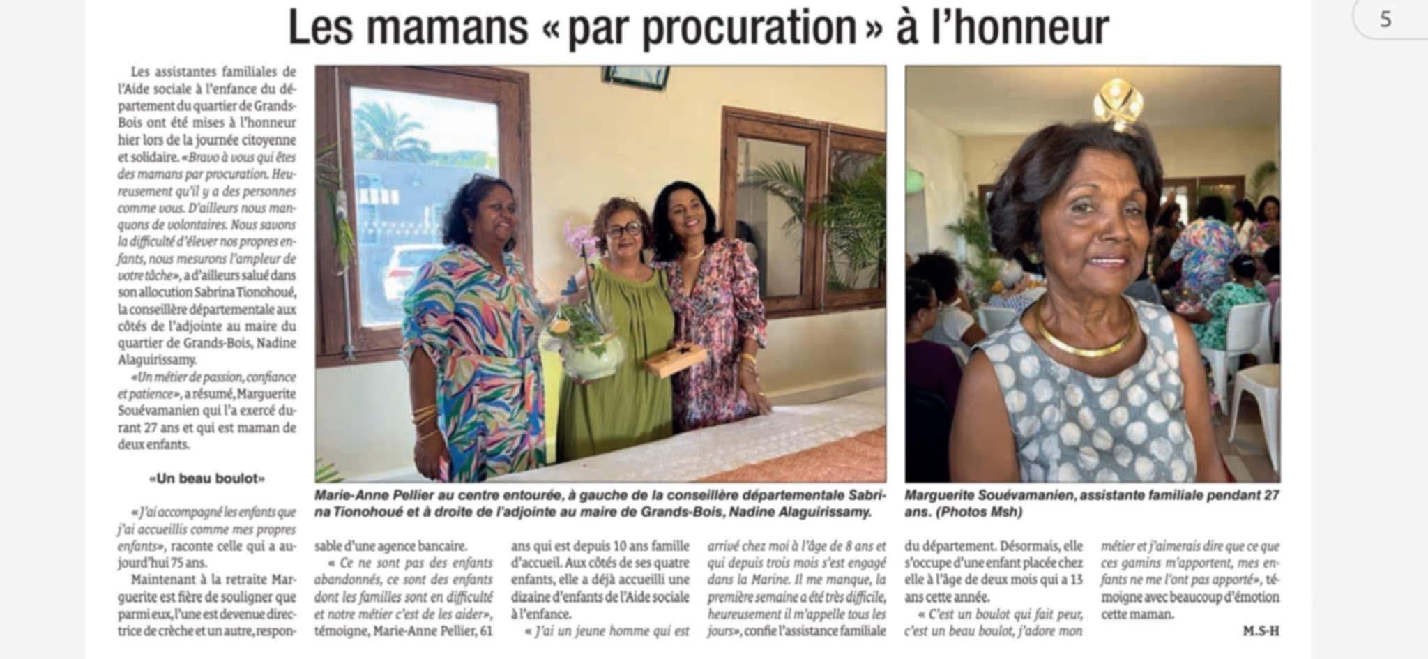 Article Le Quotidien FETE DES MERES GRAND BOIS 230525