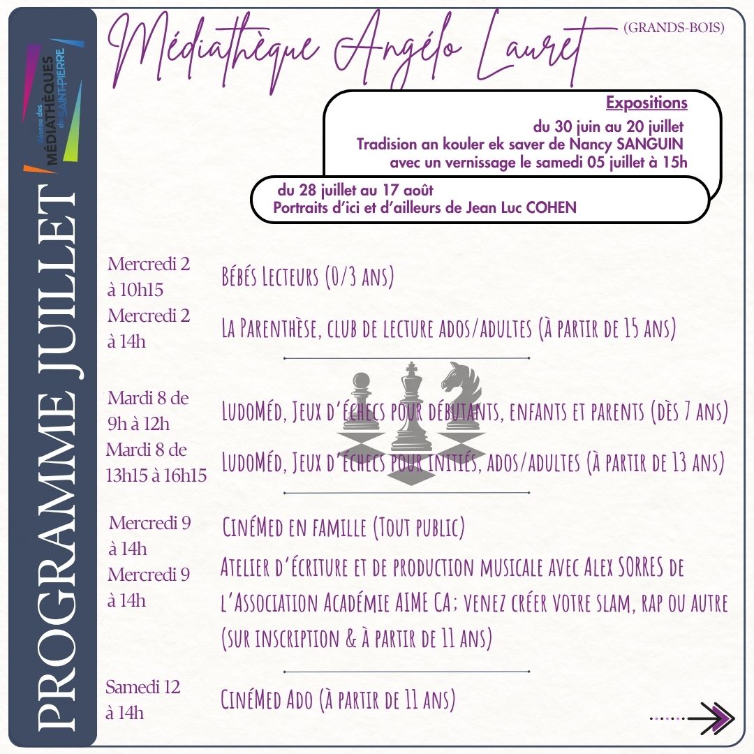 programme médiatèque juillet 2025