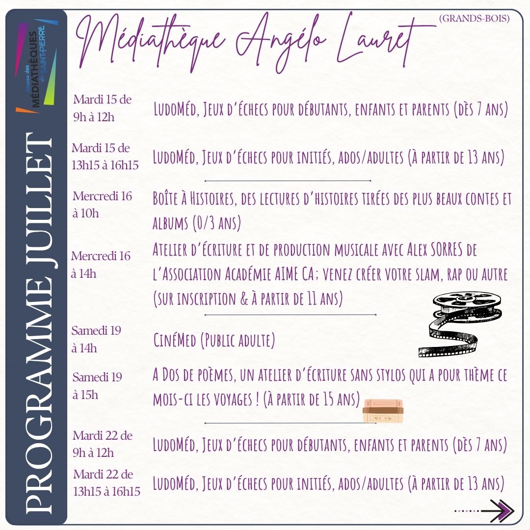 programme médiatèque juillet 2025