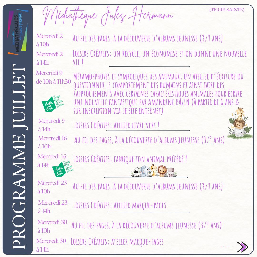 programme médiatèque juillet 2025