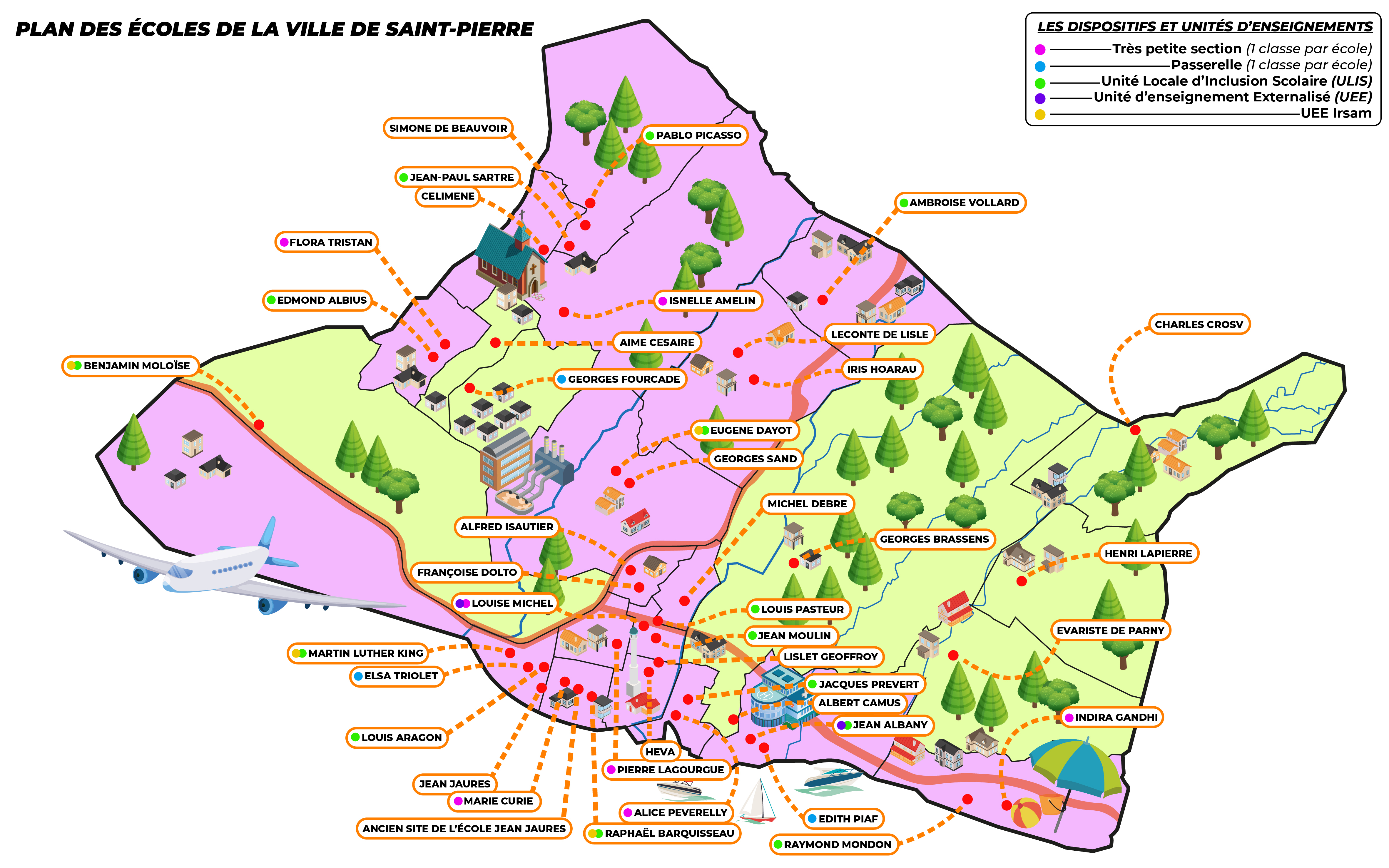 plan des écoles de la ville