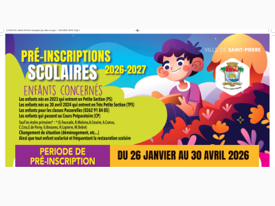 PRE-INSCRIPTIONS SCOLAIRES 2026-2027