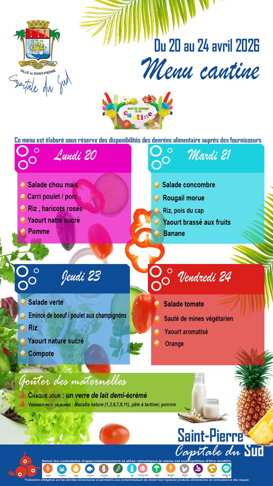 menu du 20/04/ au 24/04