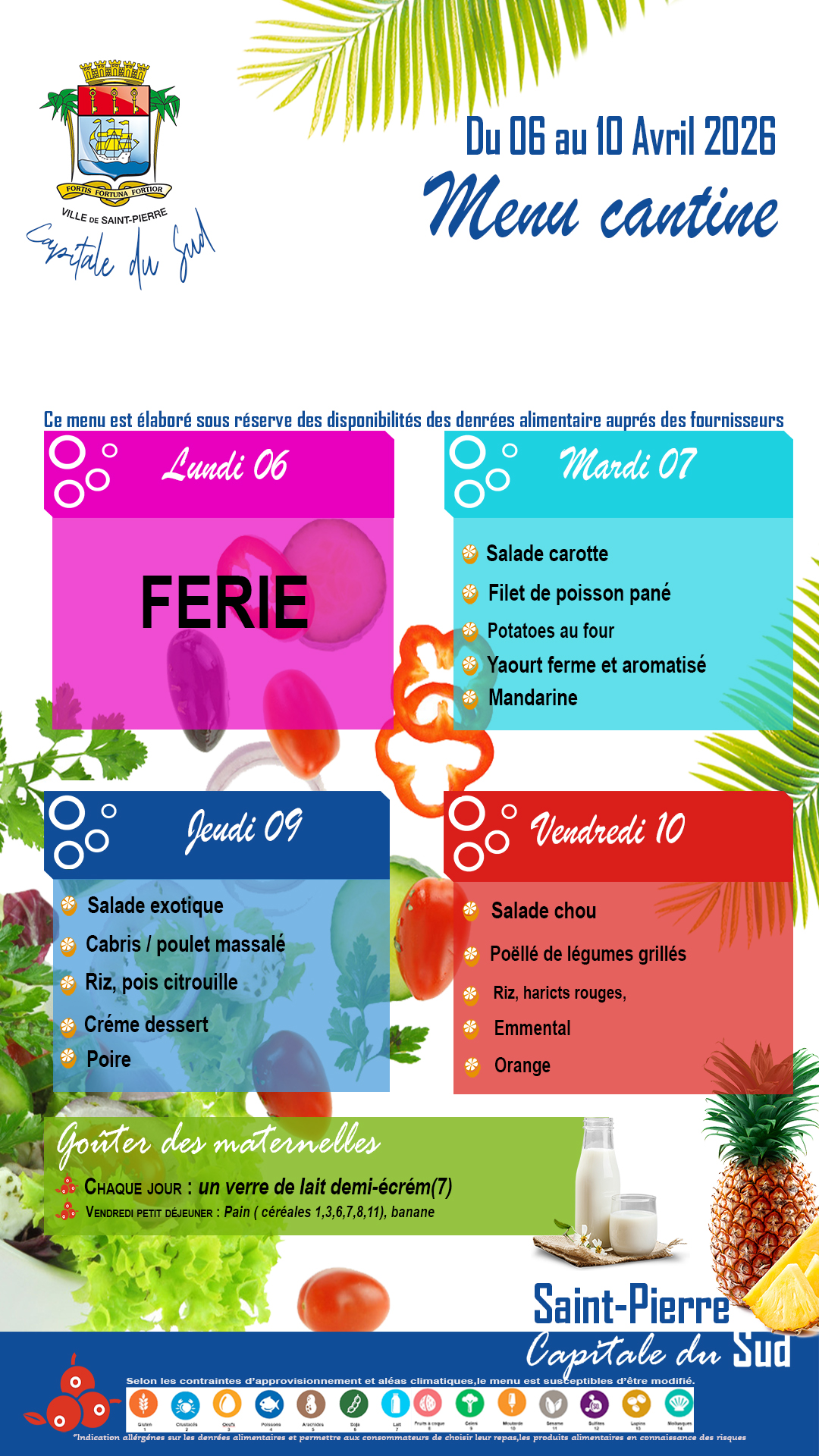 menu du 06/04 au 10/04