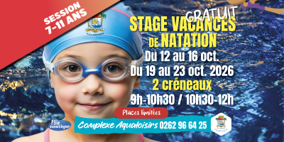 Stage Vacances de Natation –  Public : enfants de 7 à 11 ans